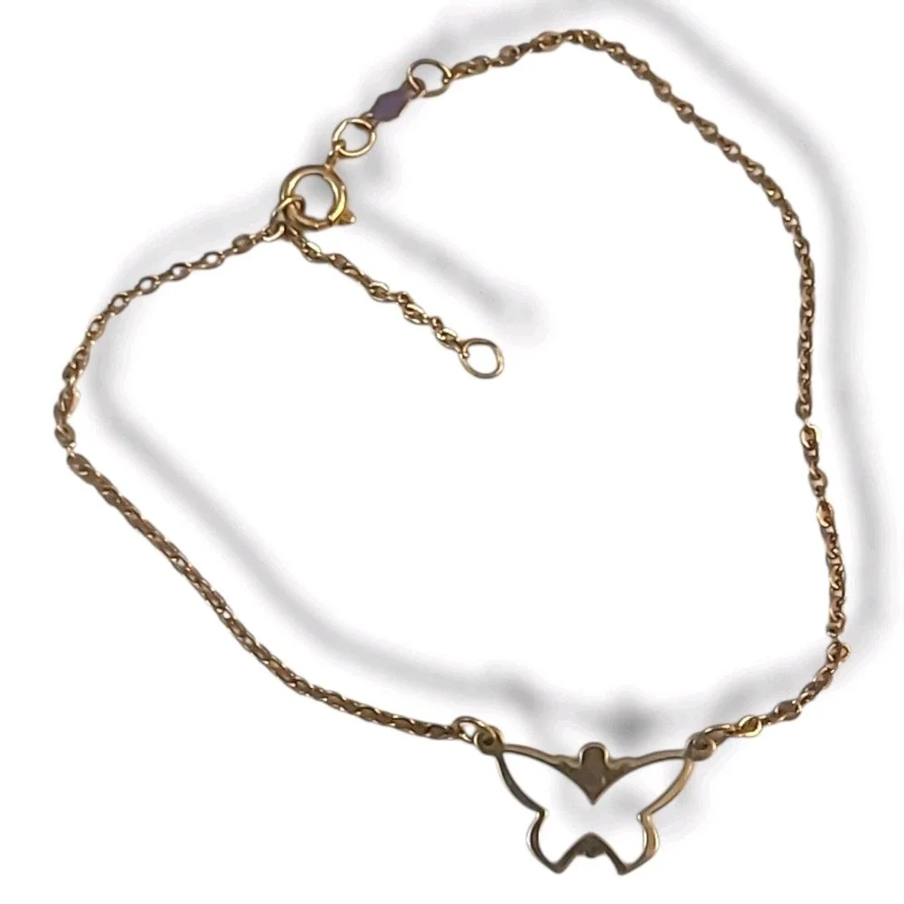 Vintage Sarah Coventry Gold Tone Butterfly Charm Anklet Ankle Bracelet 8.5